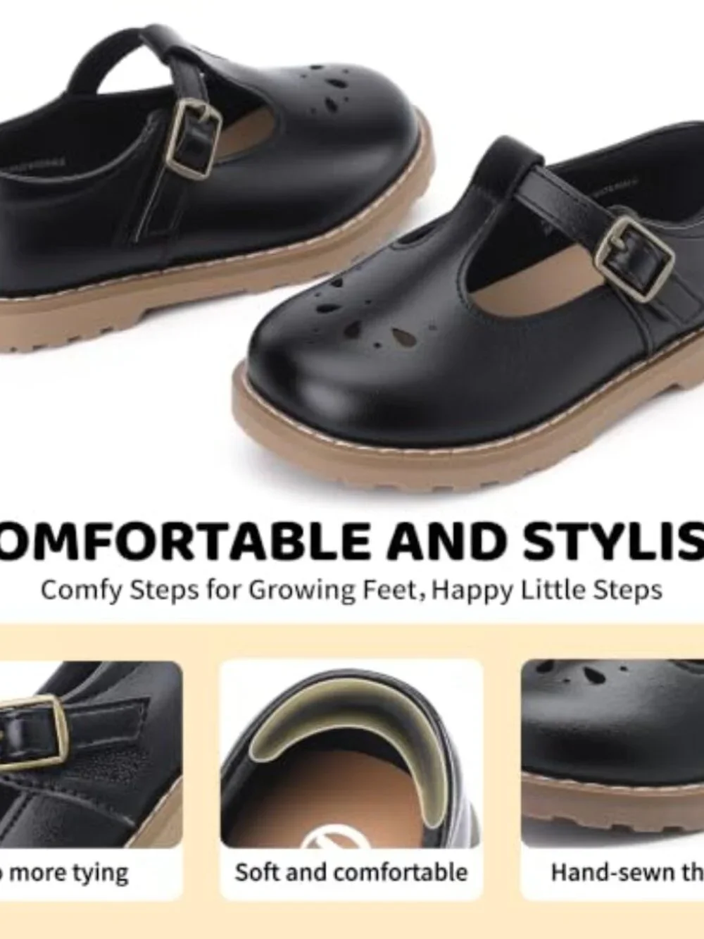 Toddler Girls Mary Jane Flats PU Leather T-Strap Ballet Dress Shoes